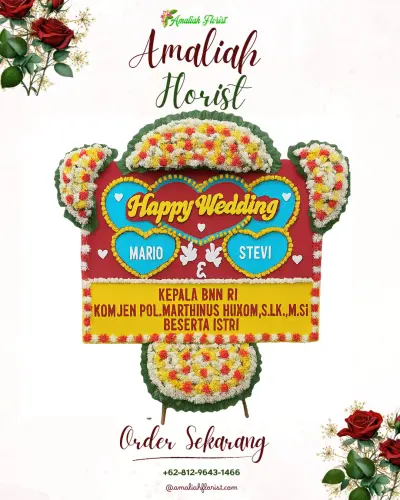 Karangan Papan Bunga Pernikahan di Semoyo